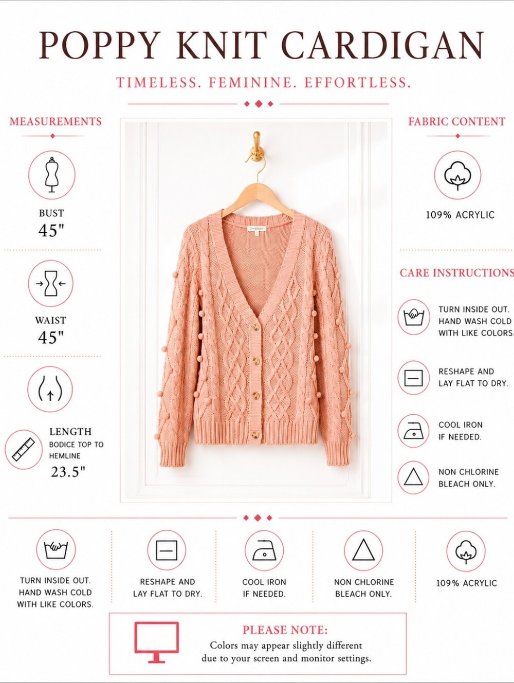 Blu Pepper Blush Pink Cable Knit Bobble Cardigan Size Small Soft Feminine - Picture 4 of 8